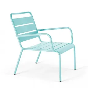 Fauteuil d'extérieur bas relax acier turquoise